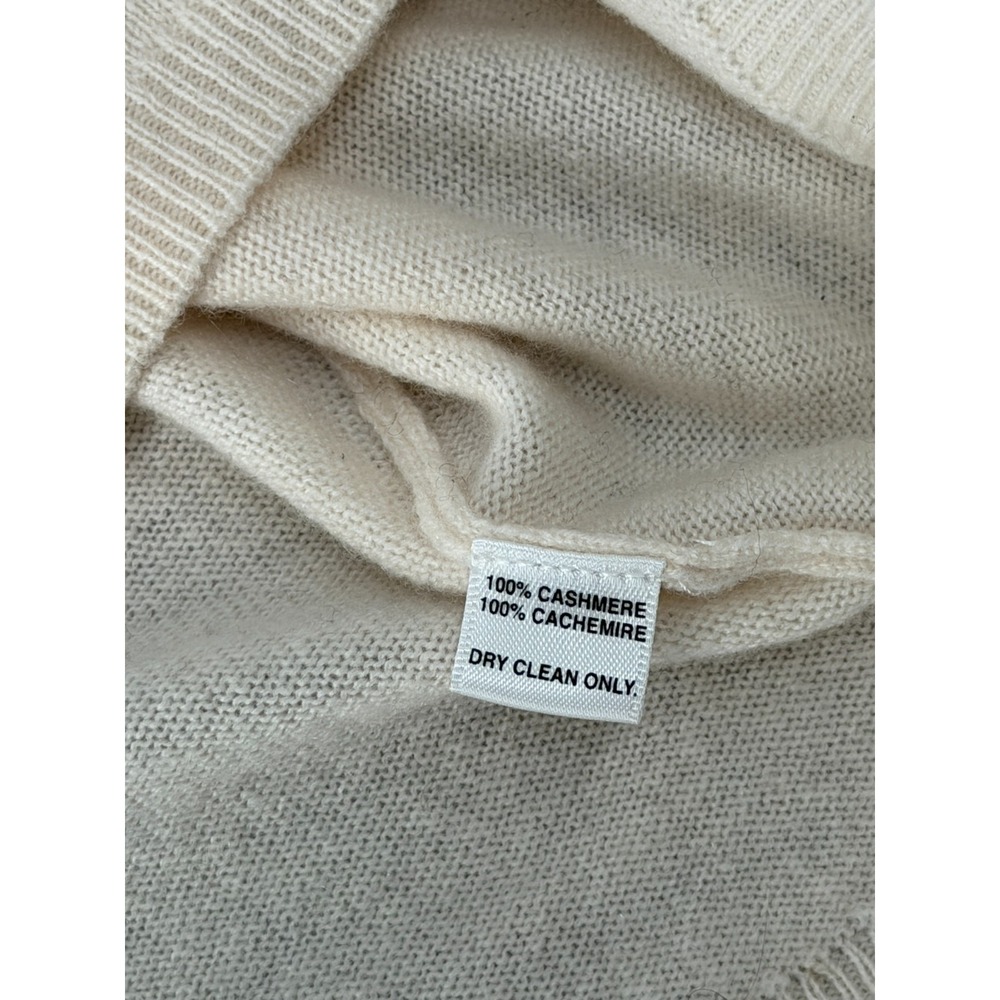 Saks Fifth Avenue Cashmere Sweater Women M Ivory Black Bow Quiet Luxury Feminine - Picture 12 of 14